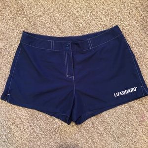 Speedo Lifeguard Navy Swim Shorts - Size 12- EUC